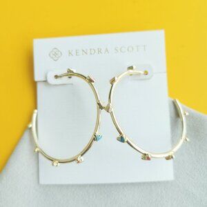 Kendra Scott Haven Heart Gold Multi Color Hoop Earrings
